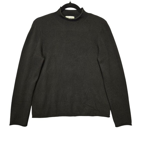 Vintage Neiman Marcus Black Cashmere Turtleneck Sweater L Soft Warm Long Sleeve - Picture 1 of 7